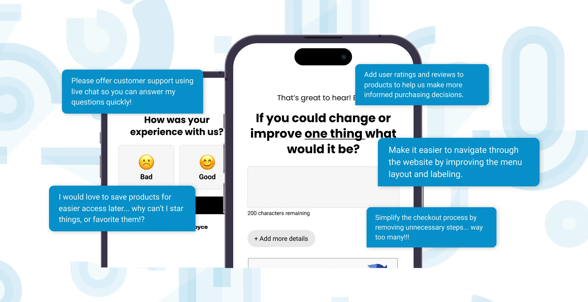 A mock up of the quick feedback feature of Voyce.